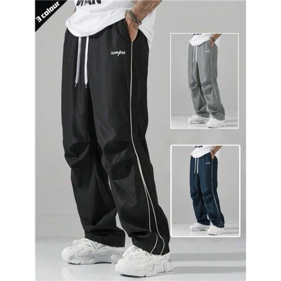 Men's Striped Three - Color Casual Pants with Pockets, Suitable for Sports, - Picture 5 of 8